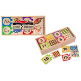 Melissa & Doug Self-Correcting Letter and Number Wooden Puzzles Set With Storage Box