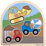 Melissa & Doug Construction Site 'Jumbo Knob' Puzzle & 1 Scratch Art Mini-Pad Bundle (03395)