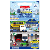 Melissa & Doug Take-Along Magnetic Jigsaw Puzzles Travel Toy – Vehicles (2 15-Piece Puzzles)