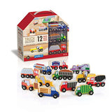 Guidecraft Wooden Truck Collection Set of 12: Vehicle Set for Toddlers