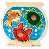 Melissa & Doug Deluxe Fish Bowl Jumbo Knob Puzzle+ Free Scratch Art Mini-Pad Bundle [20565]