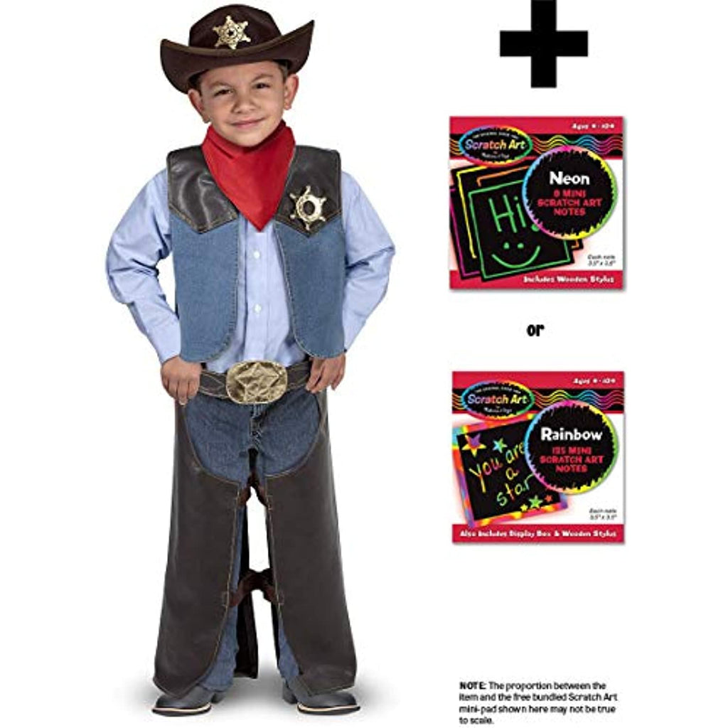 Melissa & Doug Cowboy:Costume Set & 1 Scratch Art Mini-Pad Bundle (04273)