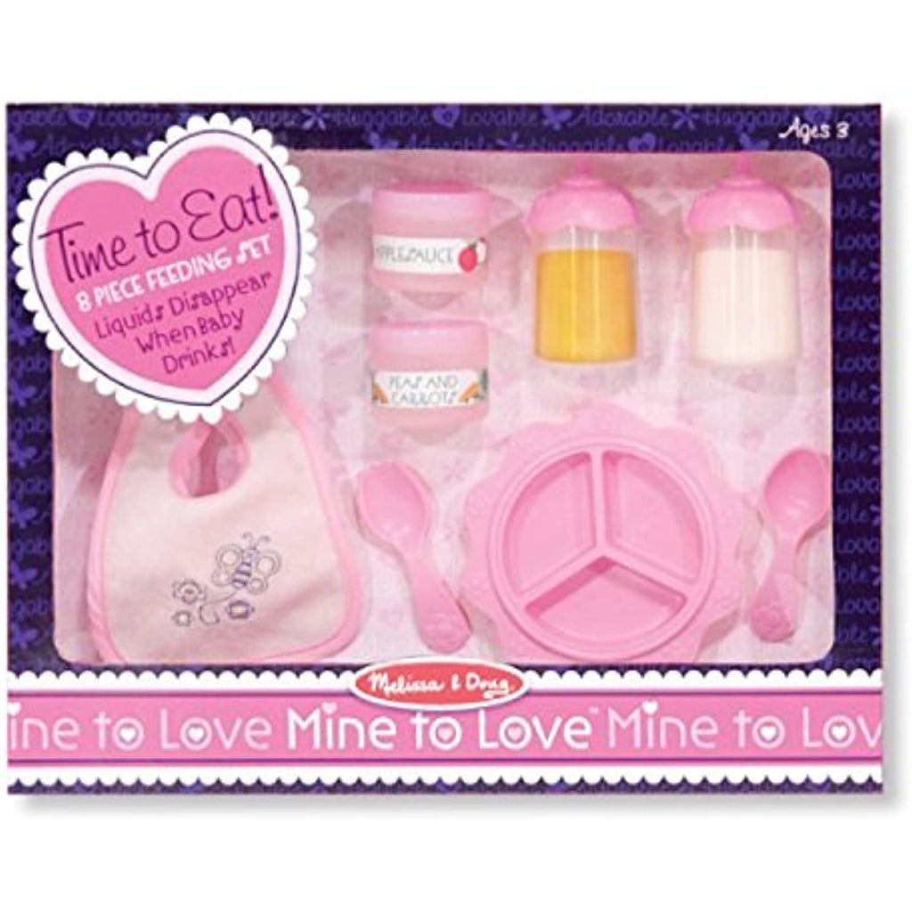 Melissa & Doug Bundle Includes 2 Items Mine to Love Jenna 12-Inch Soft Body Baby Doll with Romper and Hat Mine to Love Time to Eat Doll Accessories Feeding Set (8 pcs)