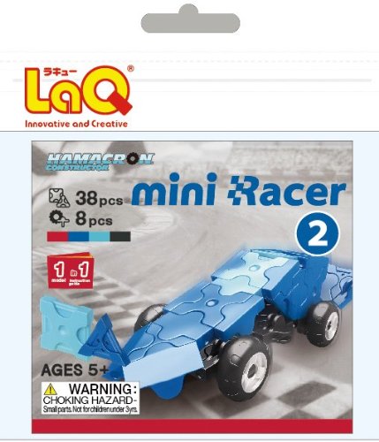 LaQ Hamacron Mini Racer 2 Car Model Building Kit, Blue