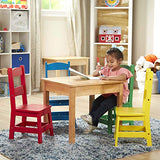 Melissa & Doug Kids Furniture Wooden Table & 4 Chairs - Primary (Natural Table, Yellow, Blue, Red, Green Chairs)