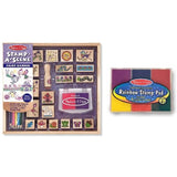 Melissa & Doug Wooden Stamp Set Bundle - Stamp a Scene - Fairy Garden and Bonus Rainbow Stamp Pad