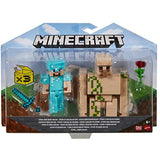 Minecraft 2-Pack Iron Golem & Steve 3.25" Scale Video Game Authentic Action Figure with Accessory and Craft-a-Block