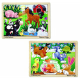 Melissa & Doug Animals Wooden Jigsaw Puzzles Set - Pets and Farm Life (12 pcs each)