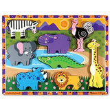 Bundle Includes 3 Items - Melissa & Doug Safari Wooden Chunky Puzzle 8 pcs and Melissa & Doug Farm Wooden Chunky Puzzle 8 pcs and Melissa & Doug Construction Vehicles Wooden Chunky Puzzle