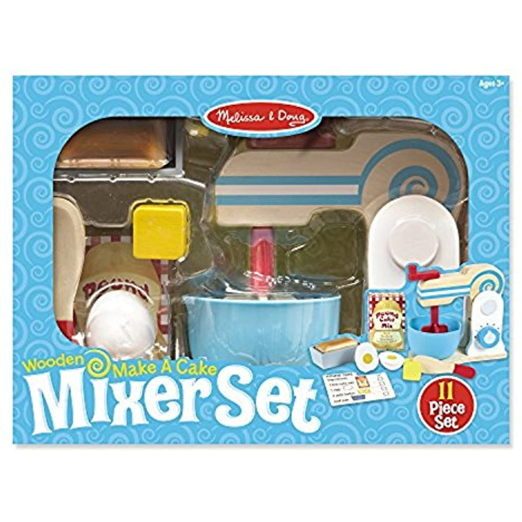 Melissa & Doug Bundle Includes 2 Items Wooden Make-a-Cake Mixer Set - Play Food and Kitchen Accessories Birthday Party Cake - Wooden Play Food with Mix-n-Match Toppings