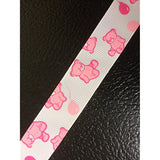 Polyester Grosgrain Ribbon for Decorations, Hairbows & Gift Wrap by Yame Home (7/8-in by 50-yds, ys07070307 - pink bear w/white background)