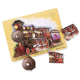Melissa & Doug Vehicles Sound Puzzles Set: Fire Truck and Train - Wooden Peg Puzzles