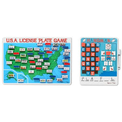 3 Item Bundle: Melissa & Doug 2098 U.S.A. License Plate Game Travel Game and 2095 Flip-to-Win Hangman Travel Game + Free Activity Book