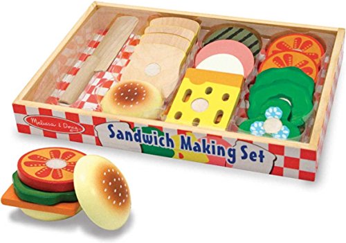 Melissa & Doug Wooden Sandwich Making Play Food Set & 1 Scratch Art Mini-Pad Bundle