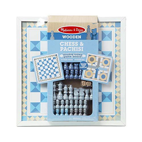 Melissa & Doug Wooden Chess and Pachisi - Blue