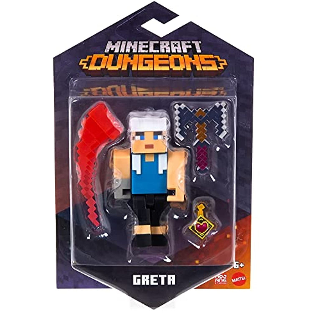 Minecraft Greta 3.25-in Collectible Battle Figure and Accessories, Based on Video Game, Imaginative Story Play Gift for Boys and Girls Age 6 and Older
