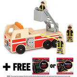 Melissa & Doug Wooden Fire Truck & 1 Scratch Art Mini-Pad Bundle (09391)