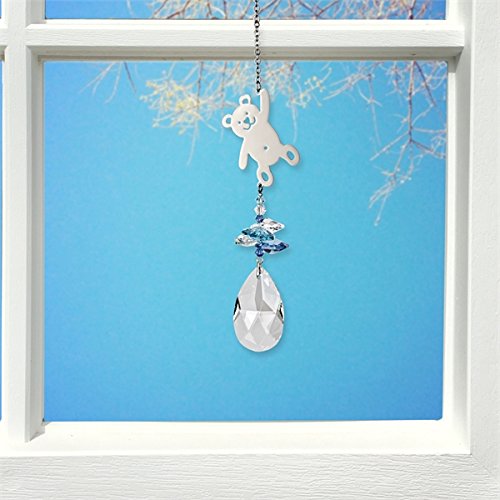Woodstock Crystal Fantasy Suncatcher, Teddy Bear, Blue