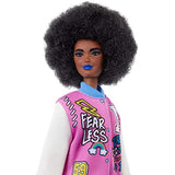 Barbie Fashionistas Doll #156 with Curly Brunette Hair and Letterman Jacket, Toy for Kids 3 to 8 Years Old