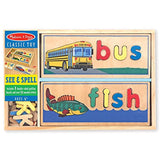 Melissa & Doug See & Spell Wooden Educational Toy With 8 Double-Sided Spelling Boards With Self-Correcting Alphabet Wooden Puzzles