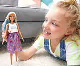Barbie Fashionistas Doll with Long Blue and Platinum Blonde Hair Wearing ‘Dream All Day’ Tank, Striped Skirt and Accessories, for 3 to 8 Year Olds