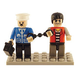 Bundle of 2 |Brictek Mini-Figurines (2 pcs Police/Prisoner & 2 pcs Construction Sets)