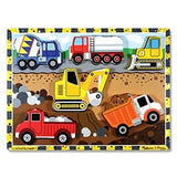 Bundle Includes 3 Items - Melissa & Doug Safari Wooden Chunky Puzzle 8 pcs and Melissa & Doug Farm Wooden Chunky Puzzle 8 pcs and Melissa & Doug Construction Vehicles Wooden Chunky Puzzle