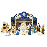 Melissa & Doug Bundle Includes 2 Items Classic Wooden Christmas Nativity Set with 4-Piece Stable and 11 Wooden Figures Countdown to Christmas Wooden Advent Calendar