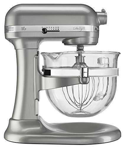 KitchenAid KF26M22SR 6-Qt. Professional 600 Design Series with Glass Bowl - Sugar Pearl Silver