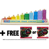 Melissa & Doug Counting Shape Stacker & 1 Scratch Art Mini-Pad Bundle (09275)