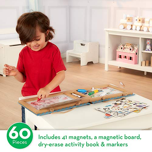 Melissa & Doug Natural Play: Play, Draw, Create Reusable Drawing & Magnet Kit  Trucks (45 Magnets, 5 Dry-Erase Markers)