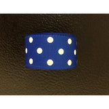 Polyester Grosgrain Ribbon for Decorations, Hairbows & Gift Wrap by Yame Home (1 1/2-in by 10-yds, 00025321 - White Polka Dot w/Blue background)