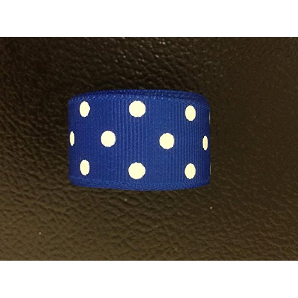 Polyester Grosgrain Ribbon for Decorations, Hairbows & Gift Wrap by Yame Home (1 1/2-in by 3-yds, 00025321 - White Polka Dot w/Blue background)