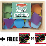 Melissa & Doug Shapes and Colors Wooden 25 Magnets-in-a-Box Gift Set & 1 Scratch Art Mini-Pad Bundle (09277)