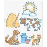 Melissa & Doug Farm: Stamp-a-Scene Wooden Stamp Set & 1 Scratch Art Mini-Pad Bundle (08592)