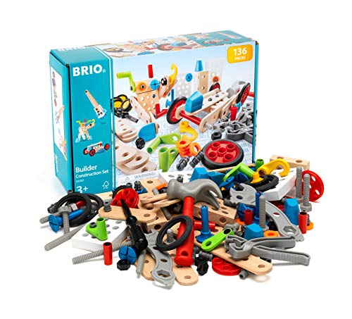 BRIO Builder 34587 - Builder Construction Set - 136-Piece Construction Set STEM Toy with Wood and Plastic Pieces for Kids Age 3 and Up