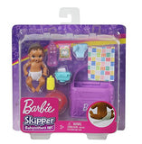 Barbie Skipper Babysitters Inc. Feeding and Changing Playset with Color-Change Baby Doll, Open-And-Close Diaper Bag and 7 Accessories