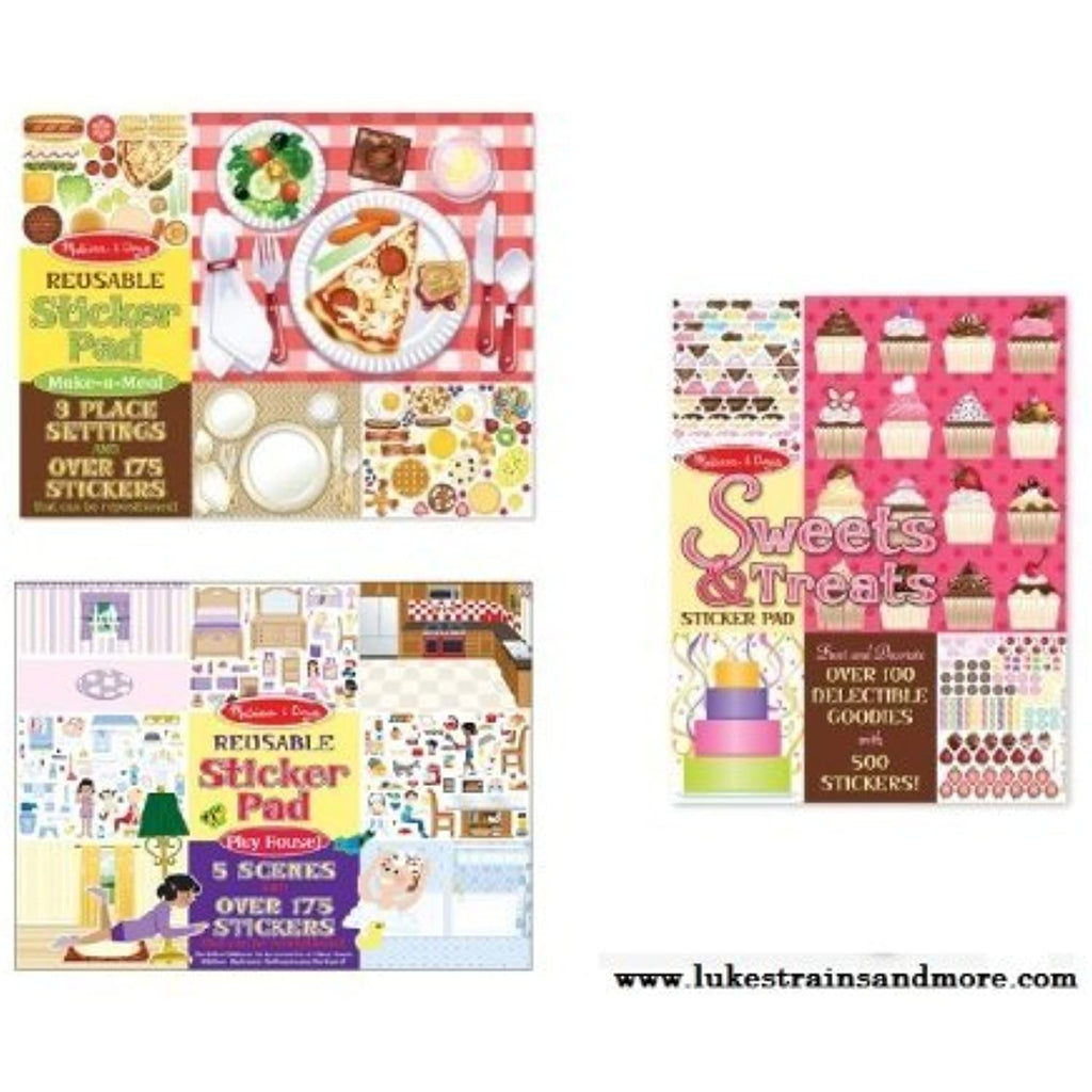 Melissa and Doug Bundle 3 Sticker Pads : Play House!, Make a Meal, and Sweets