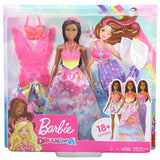 Barbie Dreamtopia Dress Up Doll Gift Set, approx. 12-inch, Brunette with 3 Fashions