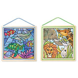 Melissa & Doug Stained Glass Made Easy Activity Kits Set: Ocean and Safari - 190+ Stickers, 2 Frames