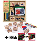 Melissa & Doug Dinosaur: Wooden Stamp Set + FREE Scratch Art Mini-Pad Bundle [16339]