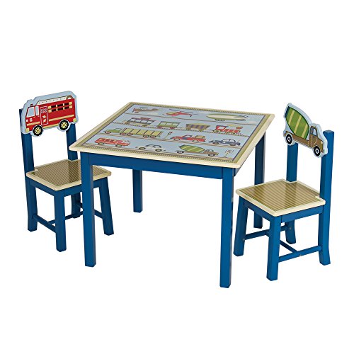 Guidecraft Wood Hand-painted Moving All Around Table & Chairs Set - Toddlers Study Activity Table - Kids Room Furniture