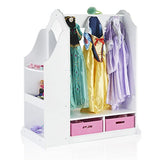 Guidecraft Dress Up Vanity  White: Dresser, Armoire with Storage Bins and Mirror for Kids, Toddlers Playroom Organizer, Children Furniture