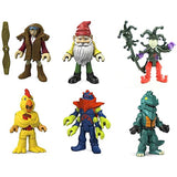 Set of 6: Fisher-Price Imaginext Blind Bag Collectible Figures Series 6 - Dino Mech, Chicken Suit, Gnome, Jester, Pilot, Alien