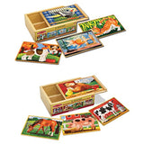 Melissa & Doug Animals 4-in-1 Wooden Jigsaw Puzzles Set - Pets and Farm