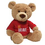 GUND Be Brave Red T-Shirt Teddy Bear Stuffed Animal Plush, Tan, 12.5"
