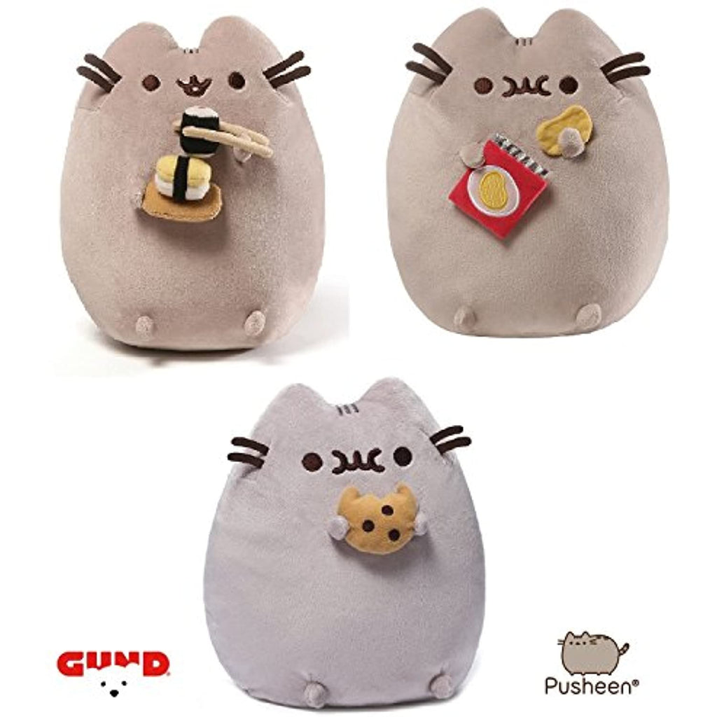 Gund Pusheen Snackable Plush Trio Bundle- Cookie, Sushi & Chips