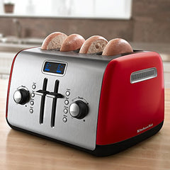 KitchenAid KMT422ER 4-Slice Toaster with Manual High-Lift Lever and Digital Display - Empire Red