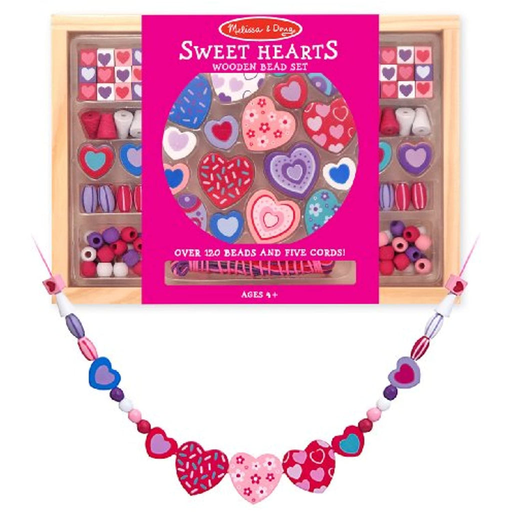 Melissa & Doug Wooden 'Sweet Hearts' Bead Accessory Creation Set + Free Scratch Art Mini-Pad Bundle [41751]