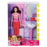 Barbie FPR56 Brunette Bathroom Sink Doll